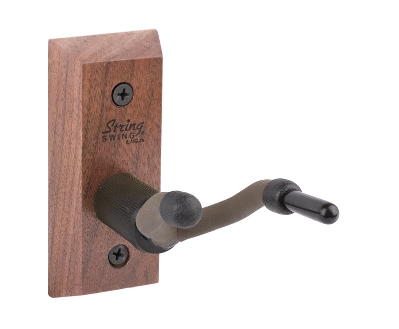 String Swing Hardwood Home & Studio Violin Hanger Wall Mount - for Small Violins and Violas - Black Walnut - Image 1